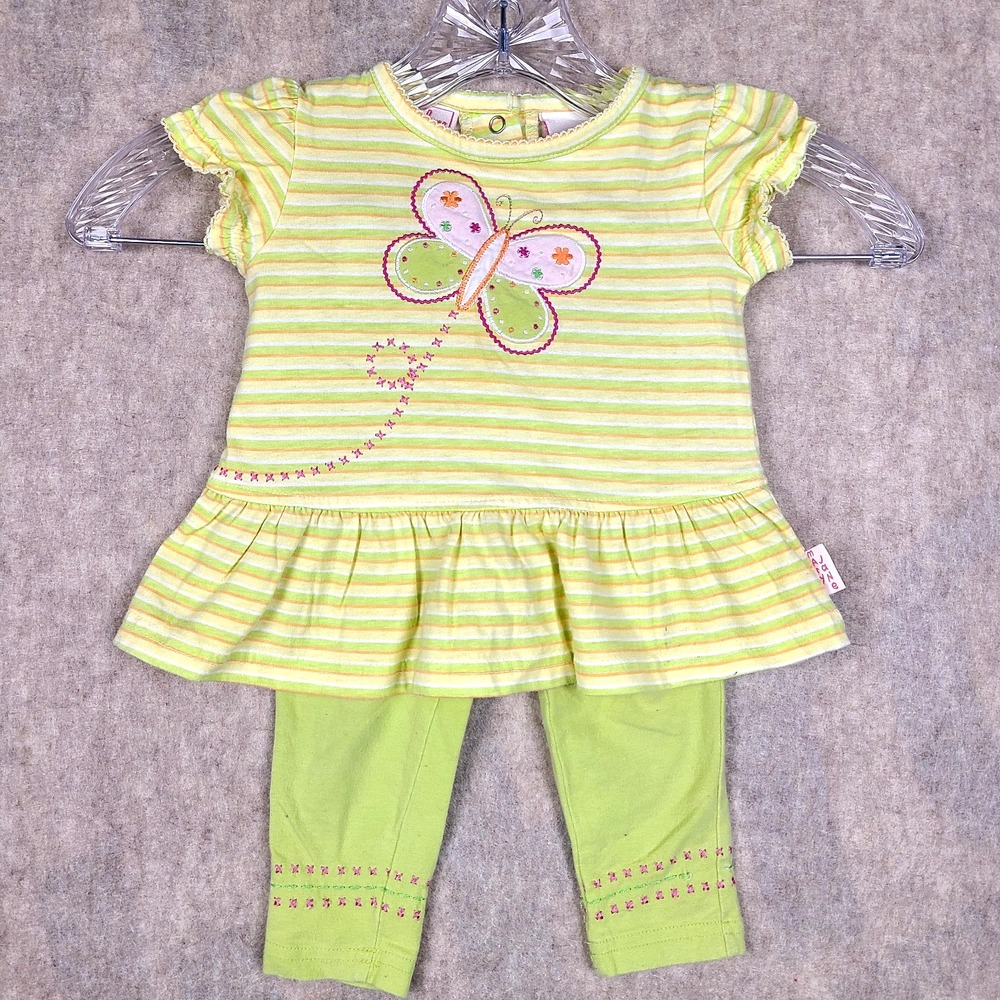 VTG Y2K Mary Jane by Buster Brown 12mo Outfit Butterfly Stripes top & pants